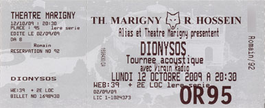 Scan place de concert : Dionysos l (Paris 8e)